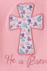 Pink floral cross embroidery ruffle bubble