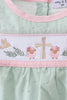 Green swiss dot cross sheep ruffle bubble