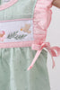 Green swiss dot cross sheep ruffle bubble