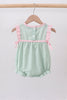Green swiss dot cross sheep ruffle bubble
