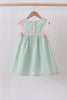 Green swiss dot cross sheep ruffle dress