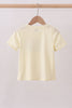 Yellow cross sheep embroidery top