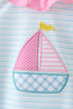 Blue sailboat applique ruffle bubble