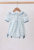 Blue plaid duck smocked bubble