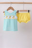 Summer lemon smocked bow bloomer set
