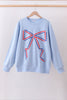 Blue hand-sewn bow mom&me sweatshirt