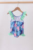 Blue marine creature print swimsuit