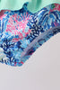 Blue marine creature print ruffle 2pc swimsuit