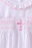 White cross smocked ruffle shorts set