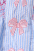 Blue seersucker bow smocked bloomer set