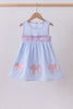Blue seersucker bow smocked dress