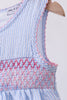Blue seersucker bow smocked dress