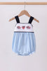 Blue character embroidery gingham bubble