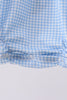 Blue character embroidery gingham bubble