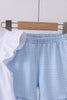 Blue character fireworks embroidery gingham ruffle shorts set