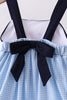 Blue character fireworks embroidery gingham dress