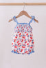 Blue cherry smocked ruffle bubble