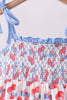 Blue cherry smocked ruffle shorts set