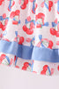 Blue cherry smocked ruffle shorts set