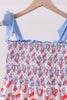 Blue cherry smocked tiered mom&me dress