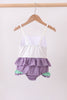 Purple lace rainbow ruffle one-piece swimsuit