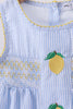 Blue lemon embroidery seersucker ruffle shorts set