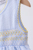 Blue lemon embroidery seersucker dress