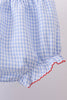 Blue flag smocked woven gingham bloomer set