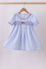 Blue flag smocked ruffle dress