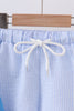 Blue crab embroidery stripe shorts swimsuit