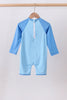 Blue crab embroidery one-piece swimsuit