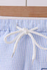 Blue stripe seersucker crab embroidery swim trunks