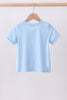 Blue puppy applique top