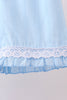Blue flag smocked jacquard ruffle shorts set