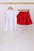 White bow sequin skort set
