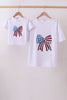 White bow sequin mom&me top