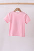 Pink flag bow sequin mom&me top