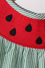 Green Watermelon Stripe Smocked Embroidered Seersucker Dress