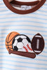 Blue Sports Ball Stripe Applique Bubble