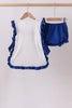 Navy bow applique ruffle bloomer set