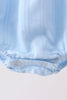 Blue Bow Smocked Embroidered Jacquard Bubble