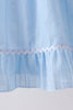Blue Bow Smocked Embroidered Jacquard Dress