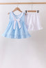 Blue Bow Smocked Embroidered Jacquard Set
