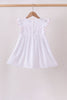 White Bow Smocked Jacquard Dress