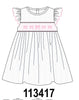 White Bow Smocked Jacquard Dress