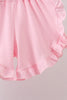 White Bow Smocked Jacquard Ruffle Shorts Set