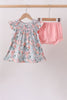Pink Floral Smocked Bloomer Set