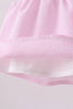 Pink stripe seersucker strawberry smocked bloomer set