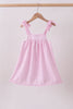 Pink stripe seersucker strawberry smocked dress