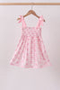 Pink bow smocked ruffle dress